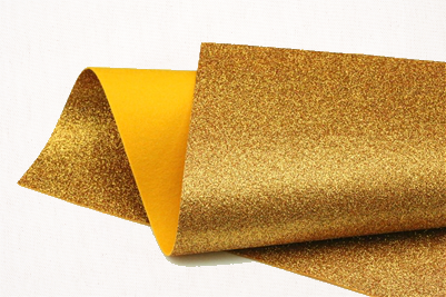 Orange gold glitter felt