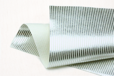 metallic silver stripes on white felt