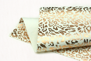 metallic rose gold leopard on white felt