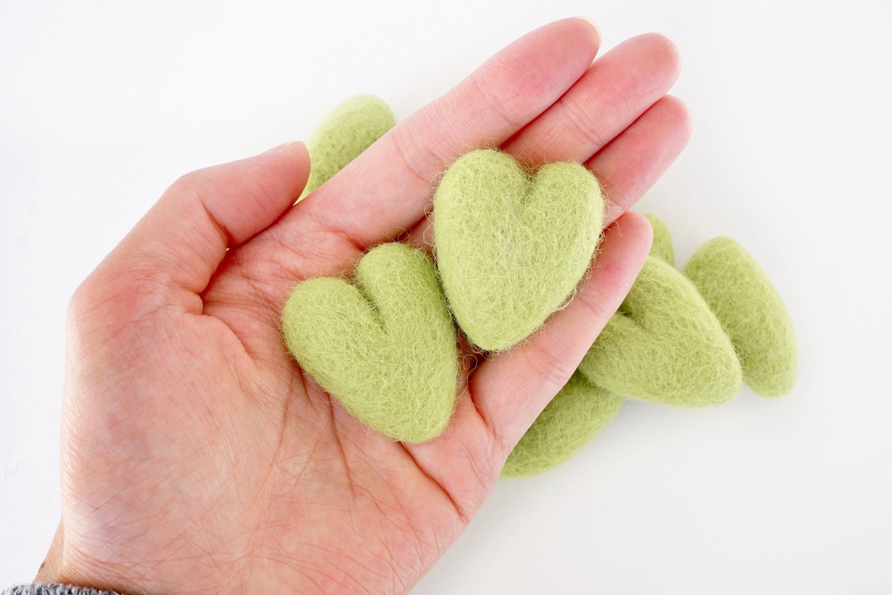 Lime Felt Hearts