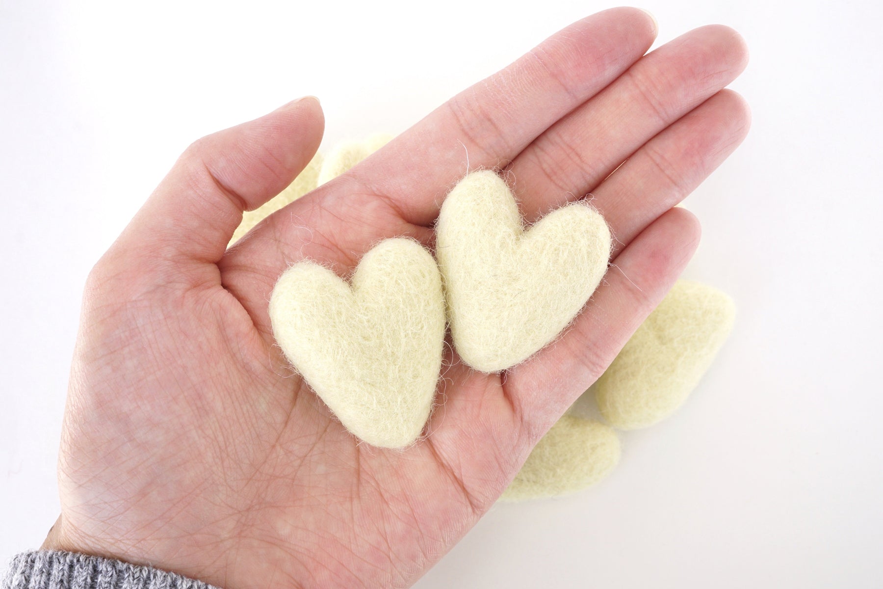 Light Yellow Felt Hearts