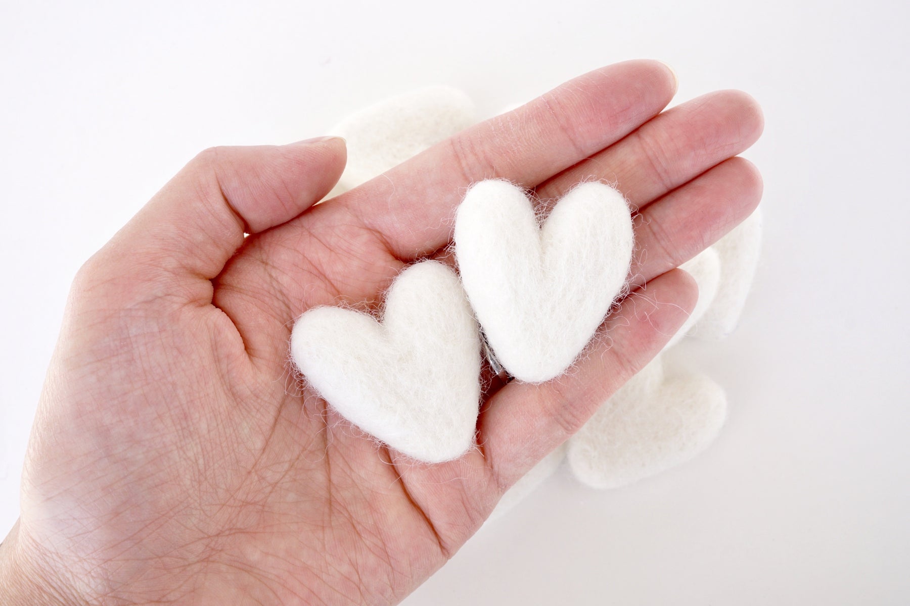 White Felt Hearts