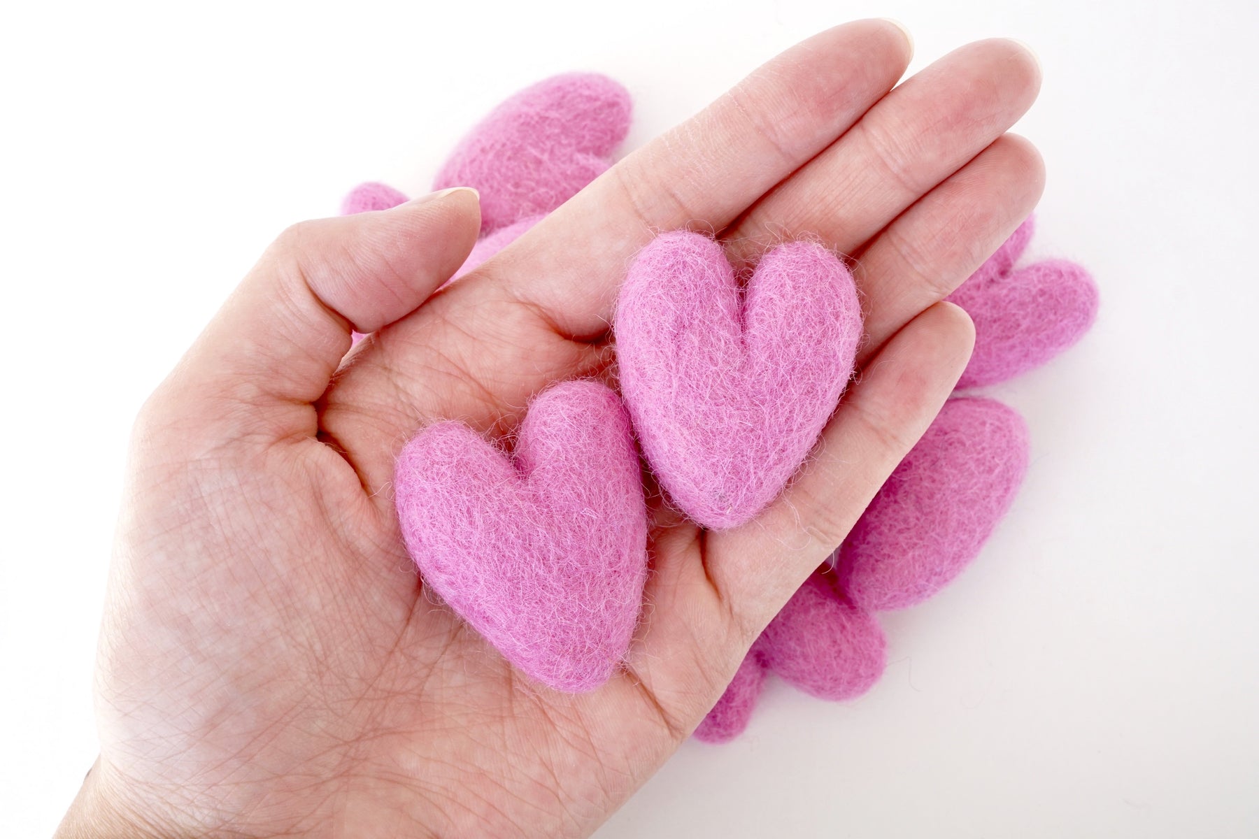 bubble gum pink felt hearts