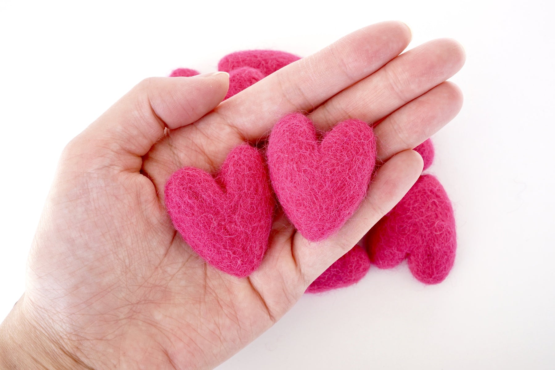 Wild Rose Felt Hearts