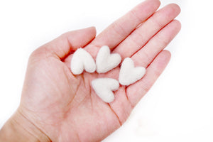 mini white felt hearts