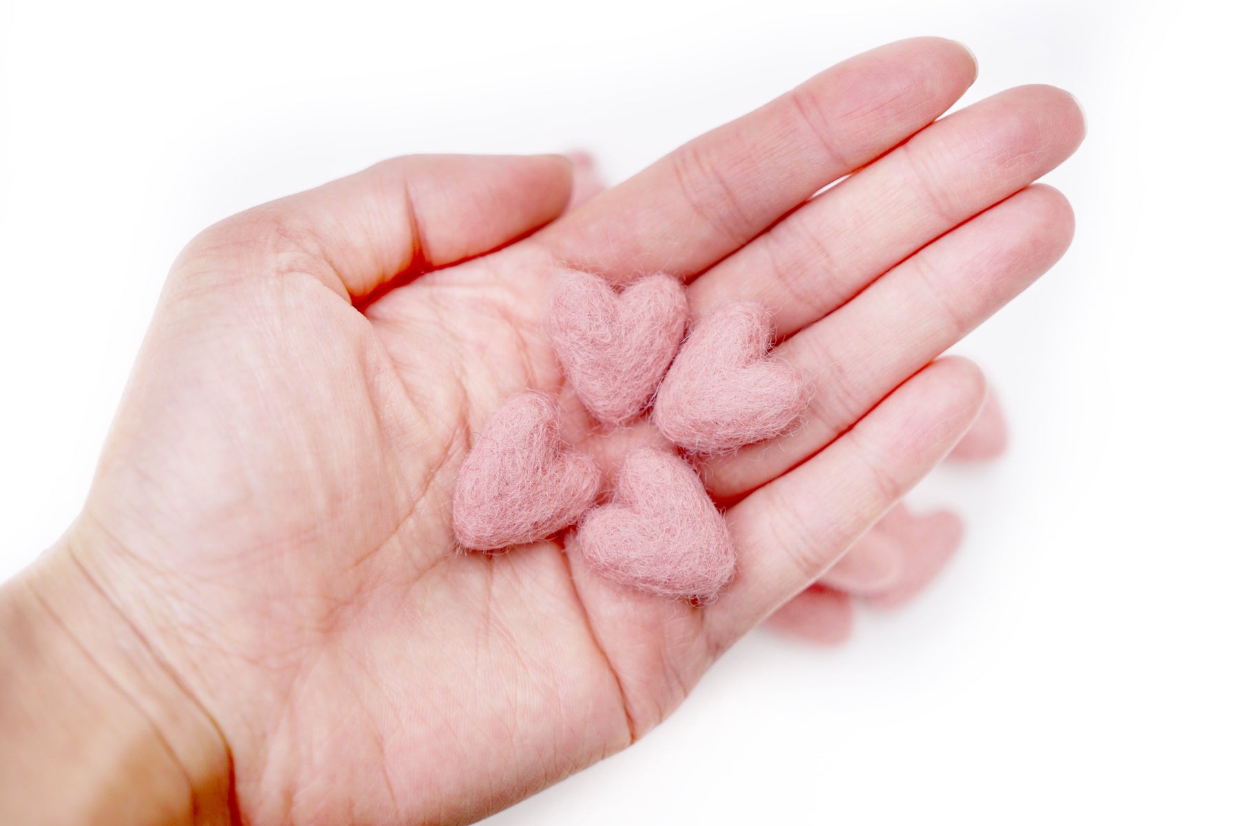 mini dusty pink felt hearts