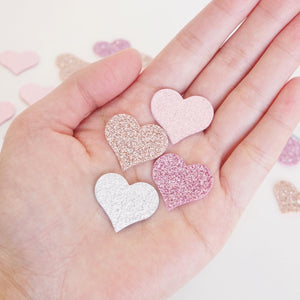 glitter and metallic felt hearts